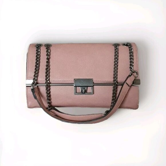 DUSTY PINK HANDBAG WITH ADJUSTABLE CHAIN STRAPS - Picture 1 of 6